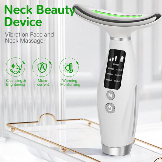 Seven color color light neck beauty device for lifting firming and removing neck wrinkles high-frequency vibration beauty device.